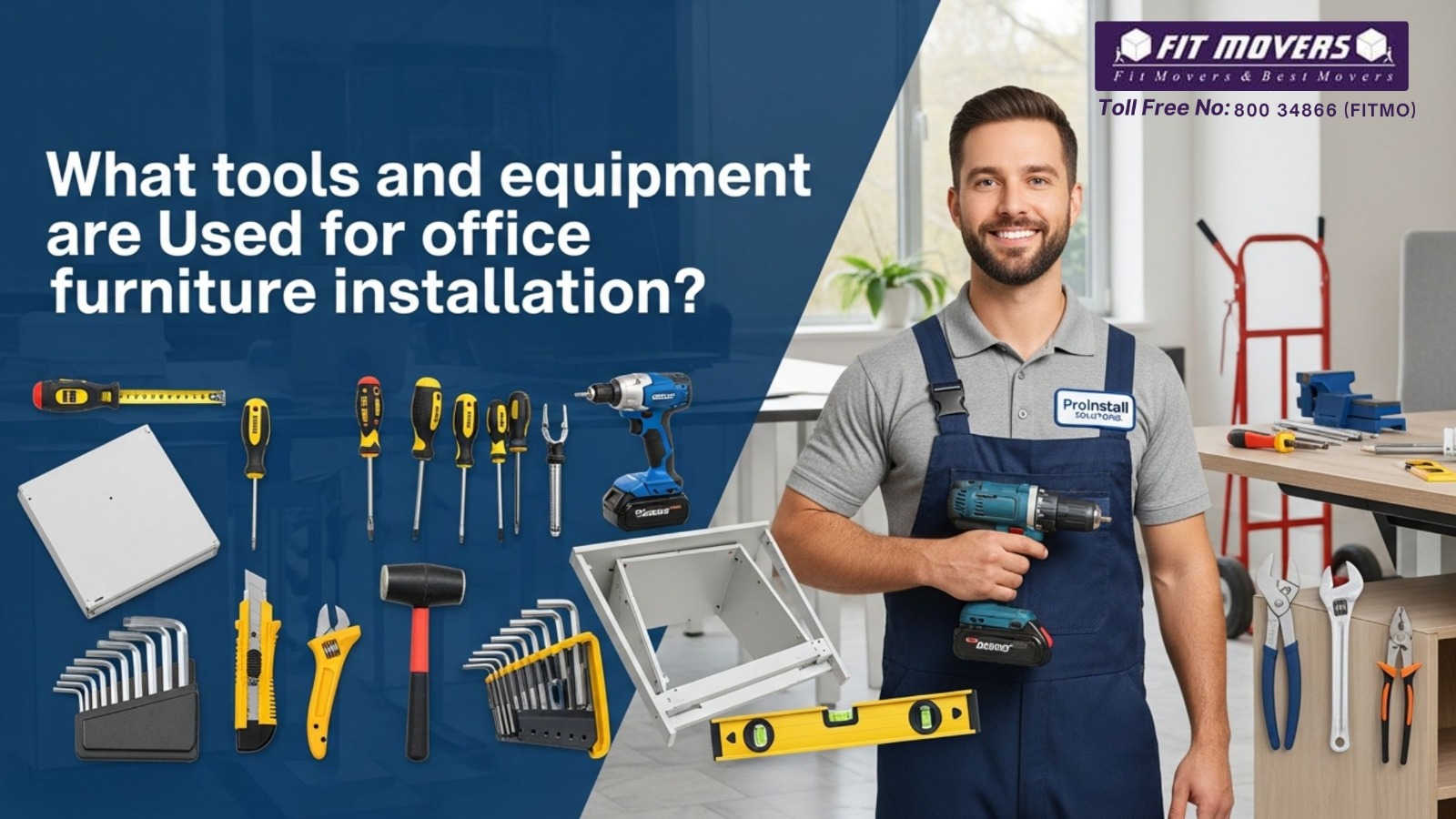 What tools and equipment are used for office furniture installation?